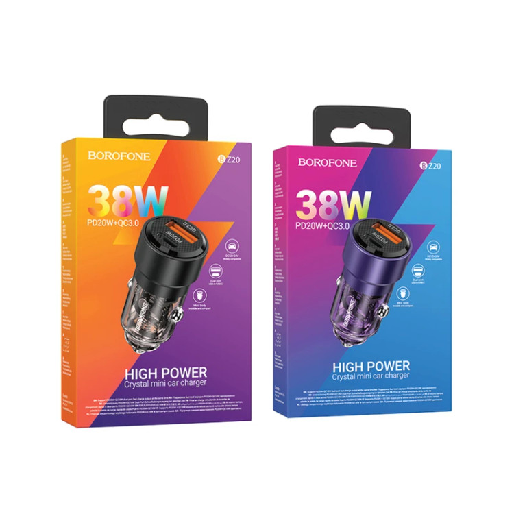 شارژر فندکی 38 وات بروفون مدل BZ20 PD + QC3.0