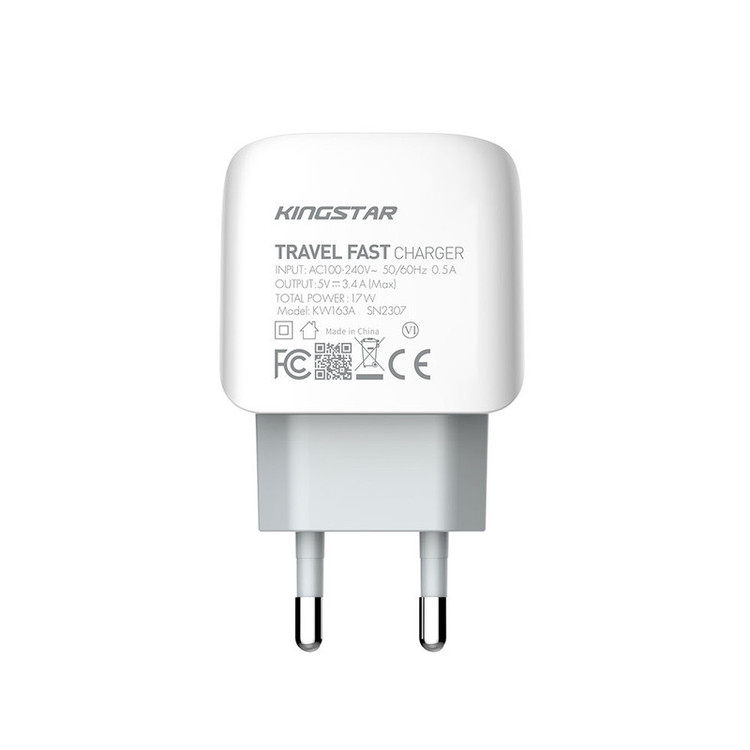 آداپتور 17 وات کینگ استار مدل KW163C به همراه کابل USB-C