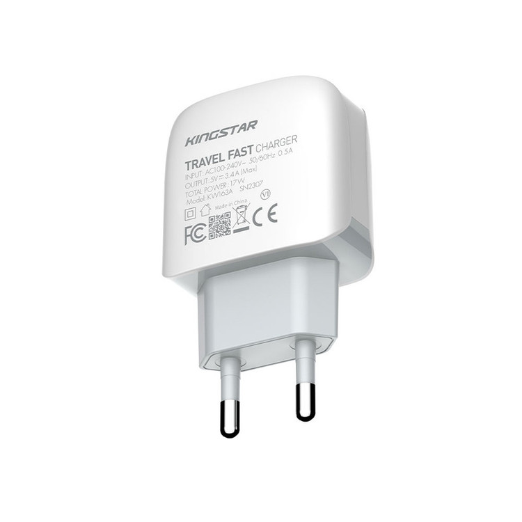آداپتور 17 وات کینگ استار مدل KW163C به همراه کابل USB-C