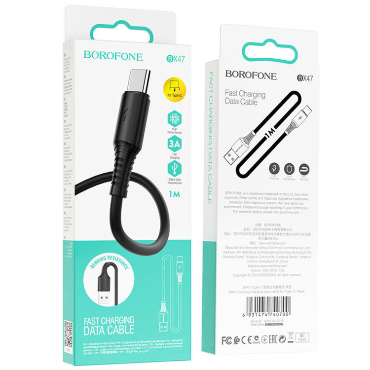 کابل تبدیل USB به USB-C بروفون مدل BX47 طول 1 متر