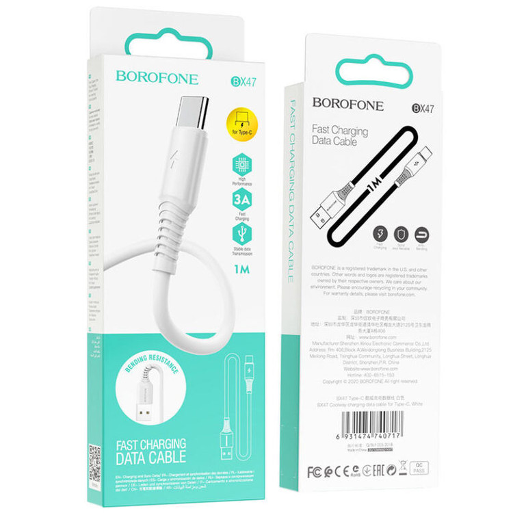 کابل تبدیل USB به USB-C بروفون مدل BX47 طول 1 متر