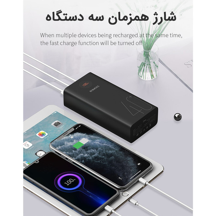 پاوربانک روموس مدل PEA 40 ظرفیت 40000 میلی آمپر ساعت