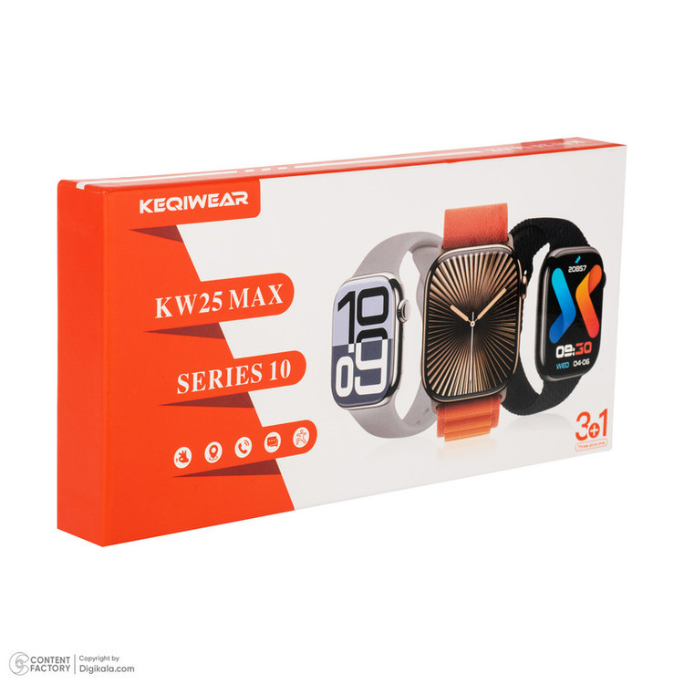 ساعت هوشمند 45 میلیمتری کیوکویر مدل KW25 MAX series 10 با بند سیلیکونی