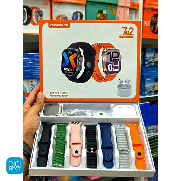 ساعت هوشمند KEQIWEAR مدل KW56 ultra3 همراه با ایرپاد