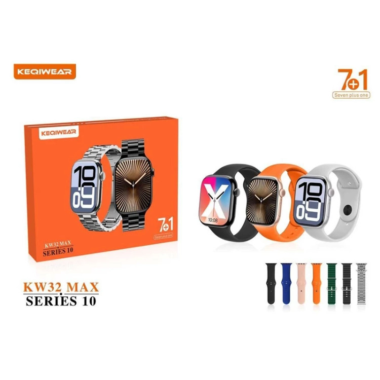 ساعت هوشمند 46 میلیمتری کیوکویر مدل KW32 MAX series 10 با 8عدد بند