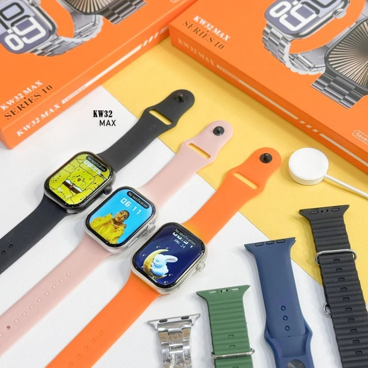 ساعت هوشمند 46 میلیمتری کیوکویر مدل KW32 MAX series 10 با 8عدد بند