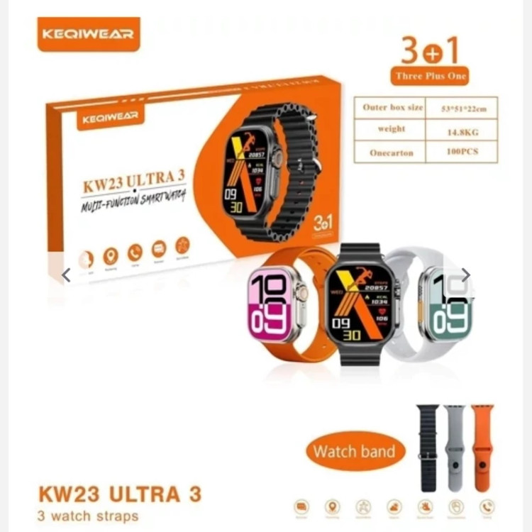 ساعت هوشمند 49 میلی متری کیکویر مدل KW23 ULTRA 3 با 4 بند