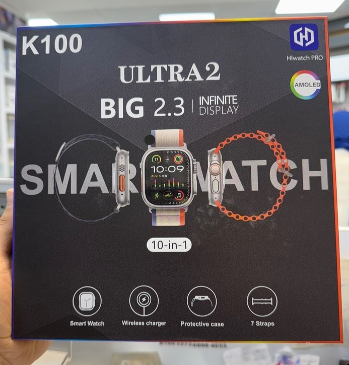ساعت هوشمند 49 میلی متری hiwatch pro k100 با 9بند و قاب ساعت