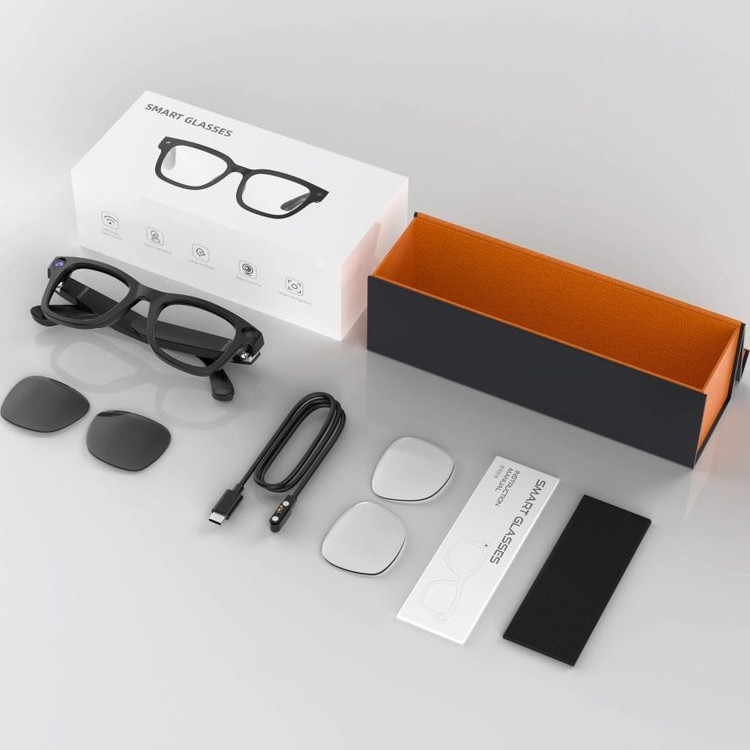 عینک هوشمند با دوربین مدل Smart Glass G300L همراه با عدسی شفاف و دودی