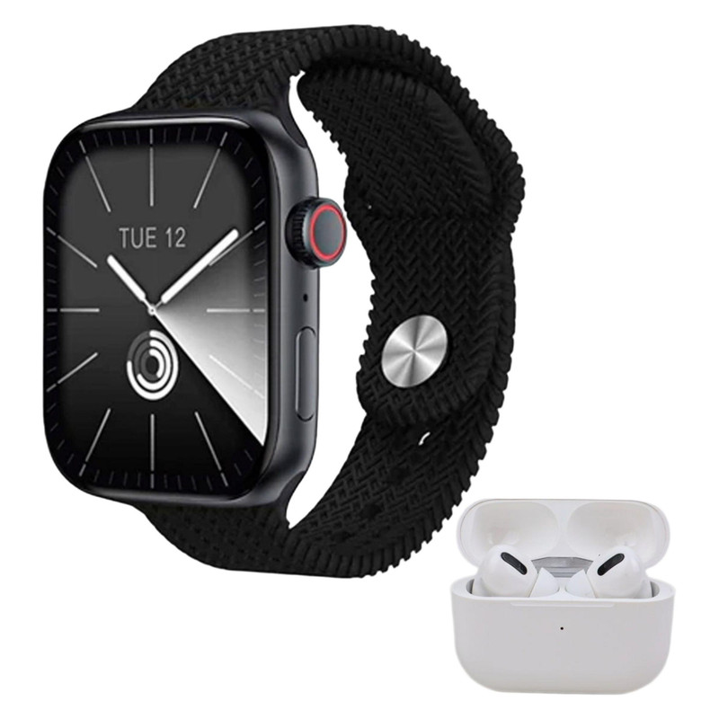 ساعت هوشمند مدل WS-83 MAX دارای قابلیت های کنترل موسیقی ، شمارنده ضربان قلب ، گام شمار ، قابلیت مکالمه از طریق بلوتوث ، به همراه ایرپاد ، بند سیلیکونی و فلزی