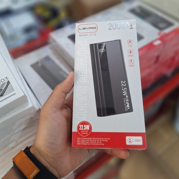 پاوربانک بیست هزار فست شارژ 22/5 وات Levino مدل N-16