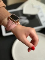 بند اپل واچ چرم کارتیر سانتوس همراه با گارد نگین دار (کدw5008) - Image 4