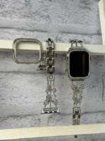 بند اپل واچ پروانه نگینی استیل + گارد نگین دار (کدw5032) - Image 3