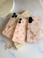 قاب Pink Flower Butterfly با آویز (کدC2116)