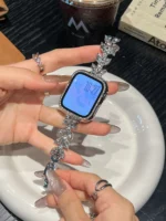بند اپل واچ Diamond leaf bracelet با گارد نگینی (کدw5072) - Image 3